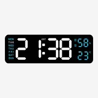 Large Digital Wall Clock Temperature Humidity